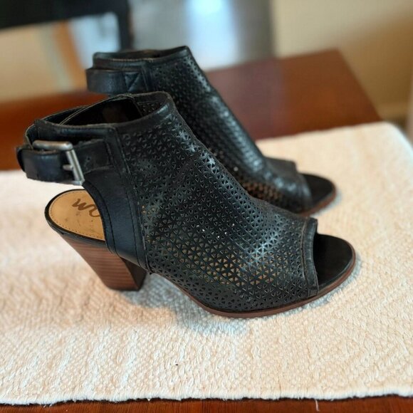 Sam Edelman Black Henri Peek A Boo Open Toe Black Heel Shoes Size 8.5M - Picture 5 of 12